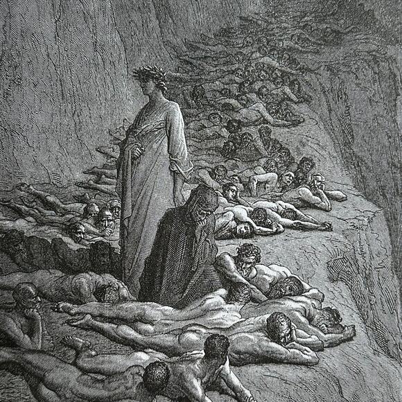 Gustav Dore, Dante and Pope Adrian V, Divine Comedy, Art Print, ~ 250803-WH 705 - Picture 1 of 4